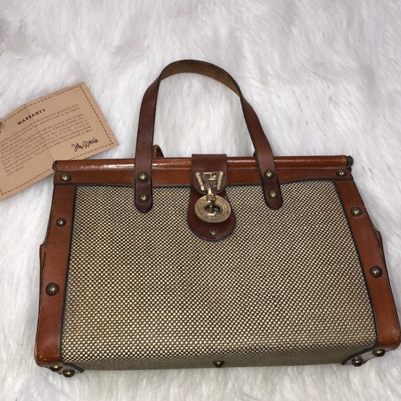 leather and tweed handbag